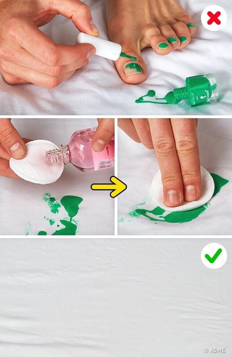 Чем можно отмыть лак. Как очистить ногти от лака. Очищаем лак для ногтей с одежды. Как оттереть лак для ногтей от одежды.
